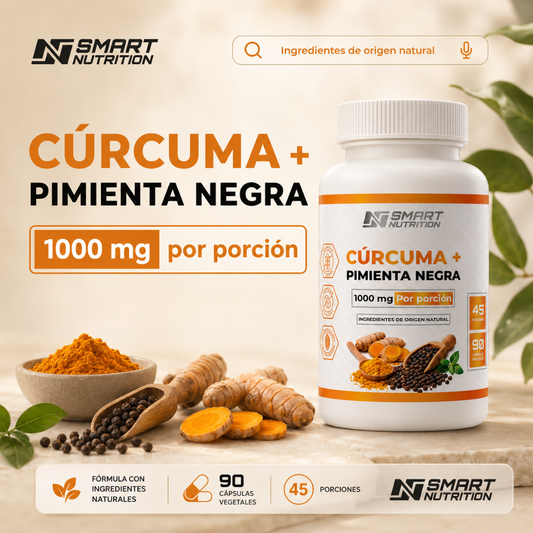 Cúrcuma + Pimienta Negra 1000 mg Smart Nutrition — 90 Cápsulas