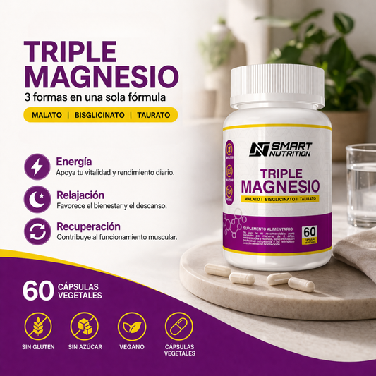 Triple Magnesio Smart Nutrition — Malato + Bisglicinato + Taurato