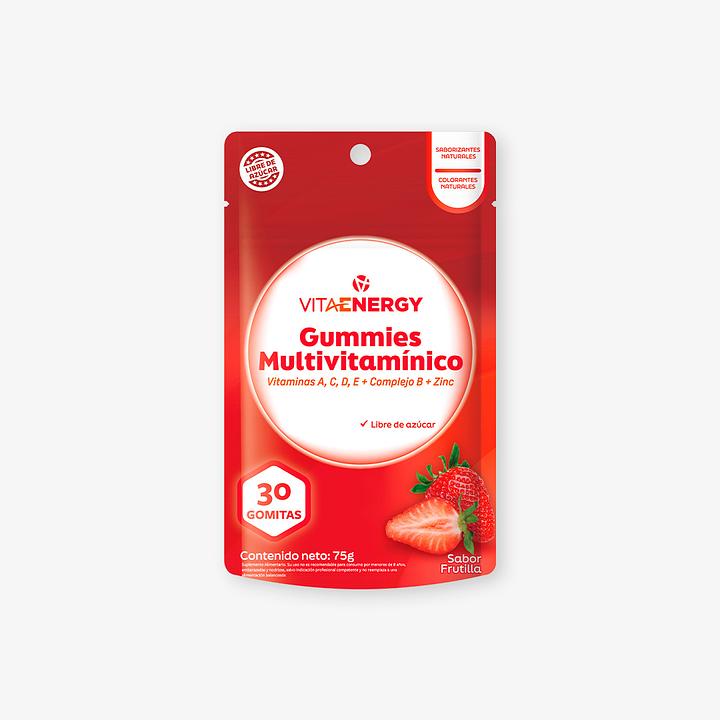 VitaEnergy Gummies Multivitamínico — Vitaminas A, C, D3, E + Complejo B + Zinc — 30 Gomitas sabor Frutilla