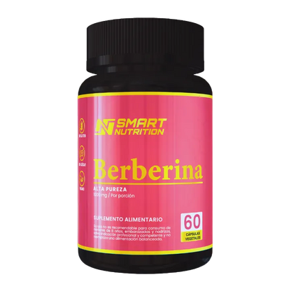 Frasco de Berberina 1000 mg Alta Pureza 97% Smart Nutrition, 60 cápsulas vegetales