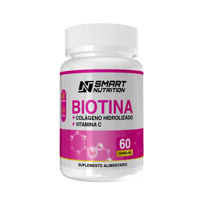 Colágeno, Biotina y Vitamina C Smart Nutrition — frasco de 60 cápsulas