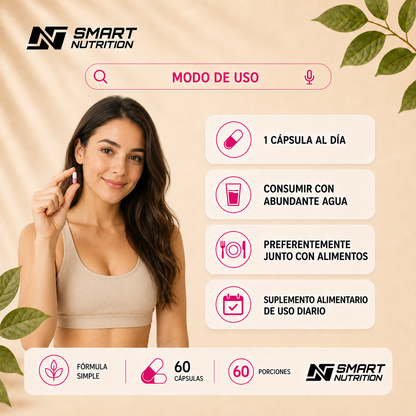Modo de uso recomendado de Biotina + Colágeno + Vitamina C: 1 cápsula al día