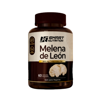 Melena de León 600 mg Smart Nutrition — frasco de 60 cápsulas vegetales