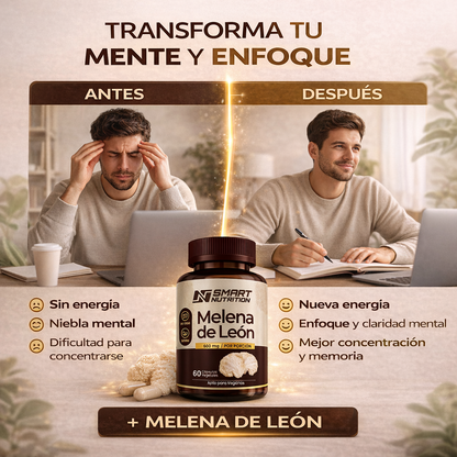 Detalle de las cápsulas vegetales de Melena de León Smart Nutrition