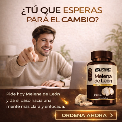 Packaging completo de Melena de León 600 mg, envase de 60 cápsulas