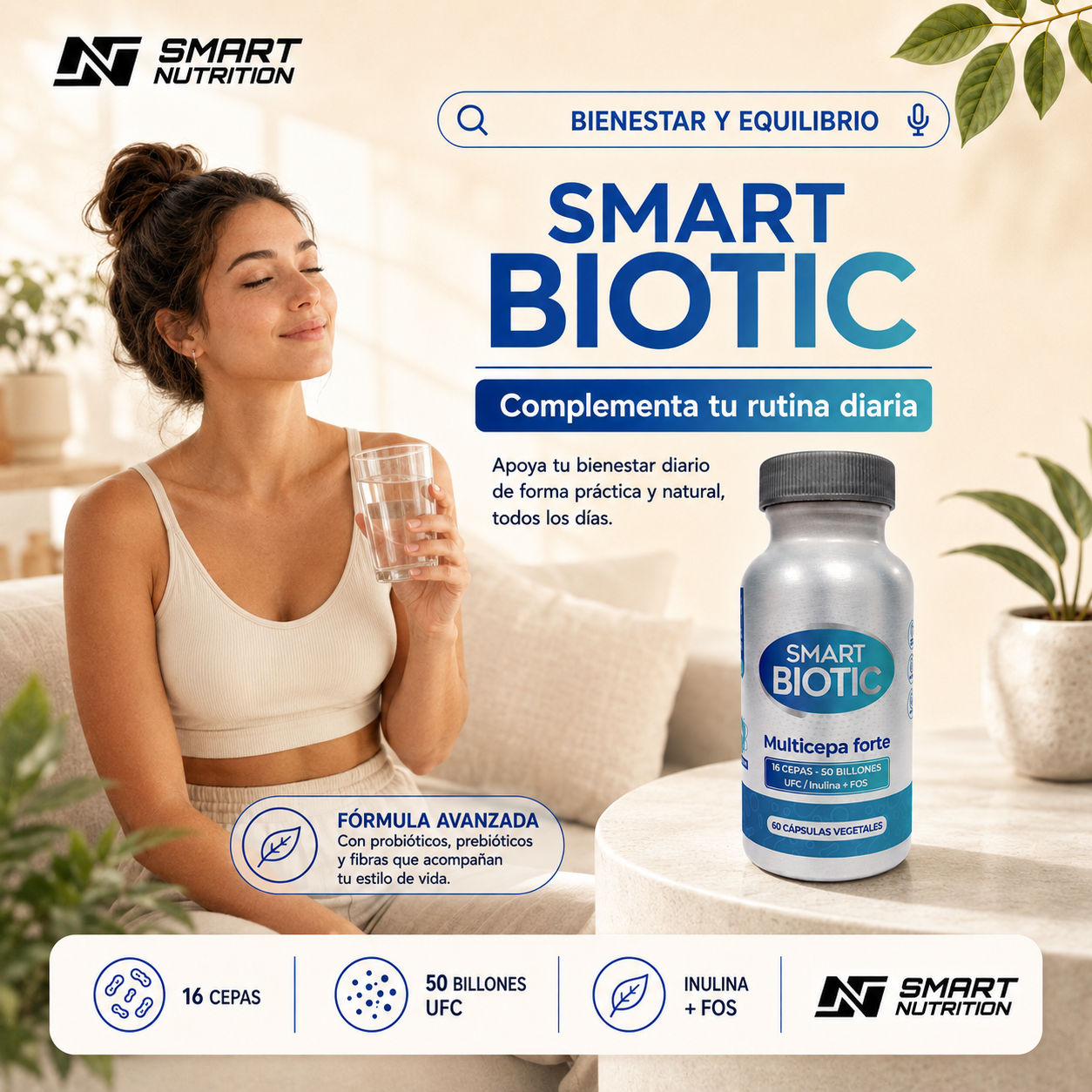 Probióticos Premium 16 Cepas — bienestar y equilibrio, complemento de la rutina diaria