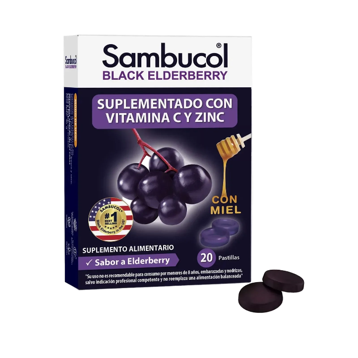 Caja de Sambucol Pastillas Blandas Black Elderberry, 20 pastillas