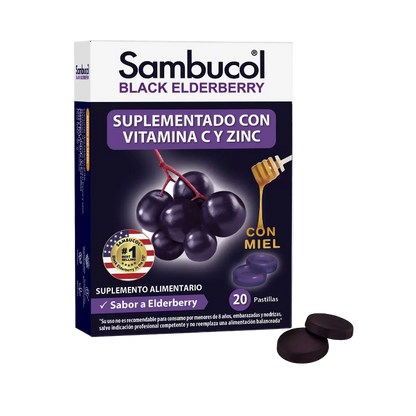 Caja de Sambucol Pastillas Blandas Black Elderberry, 20 pastillas